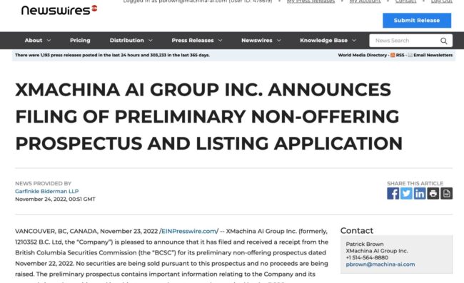 XMACHINA-AI-GROUP-INC.-ANNOUNCES-FILING-OF-PRELIMINARY-NON-OFFERING-P